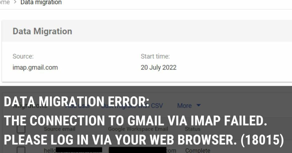 The connection to Gmail via IMAP failed. Please log in via your web browser