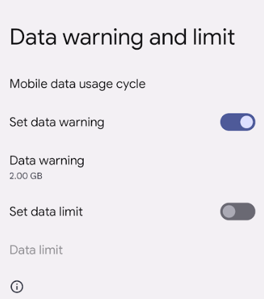 Data Warning and Limit Setting in Android Phone